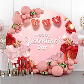 Lofaris Red And Pink Roses Round Valentines Party Backdrop